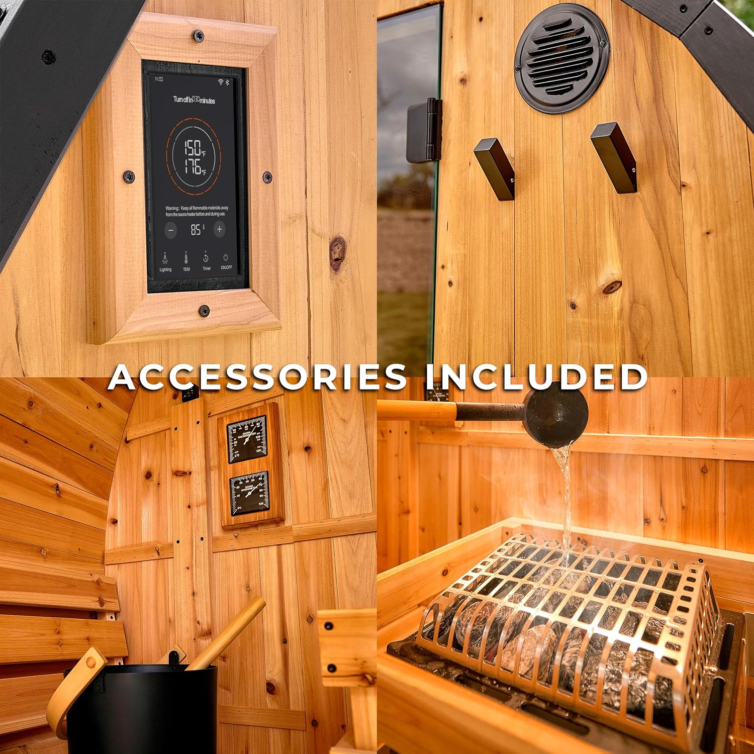 Backyard Discovery Paxton 4-6 Person Traditional Cedar Outdoor Barrel Sauna