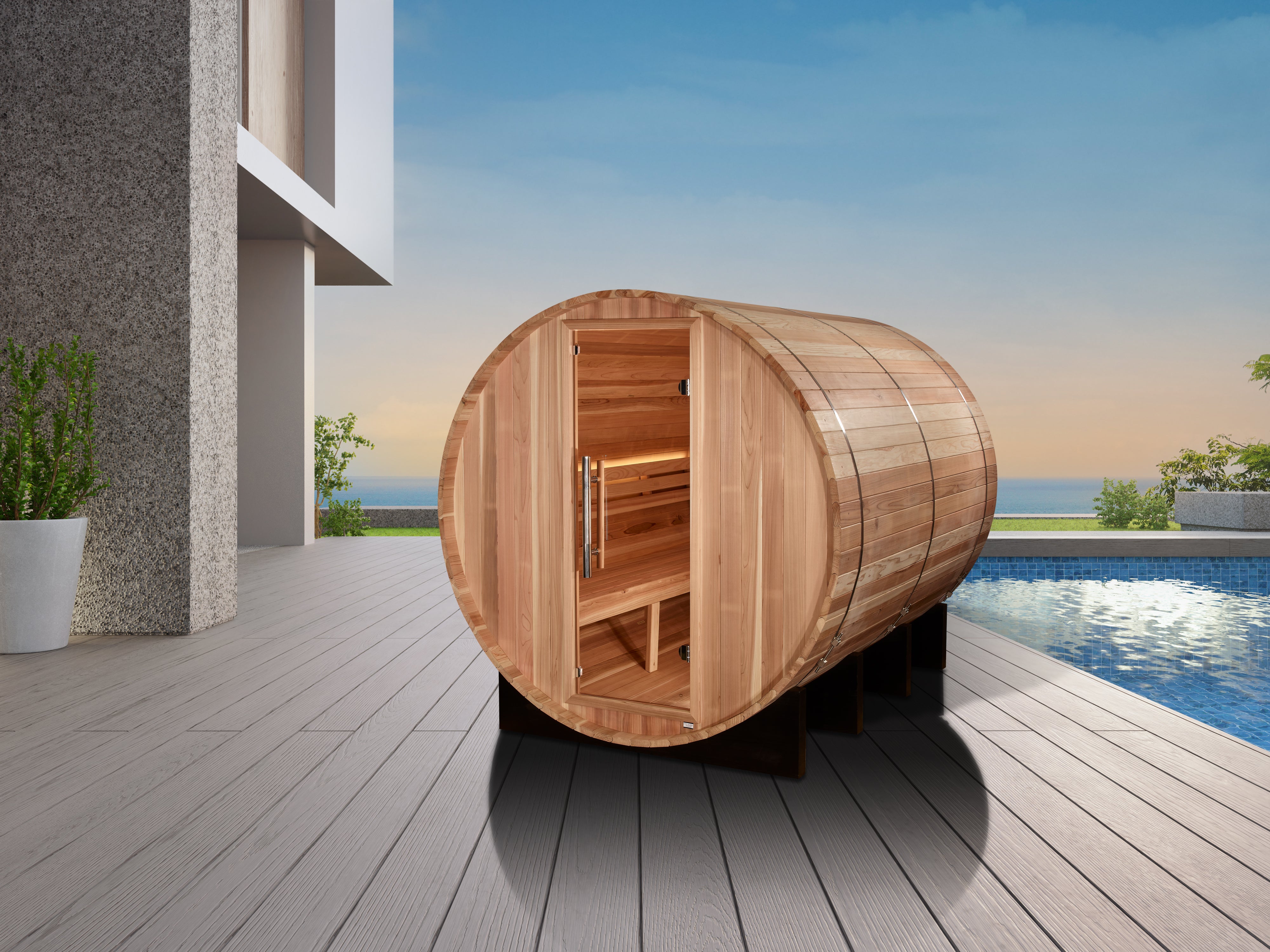 Golden Designs "Klosters" 6 Person Barrel Traditional Sauna (GDI-B006-01)