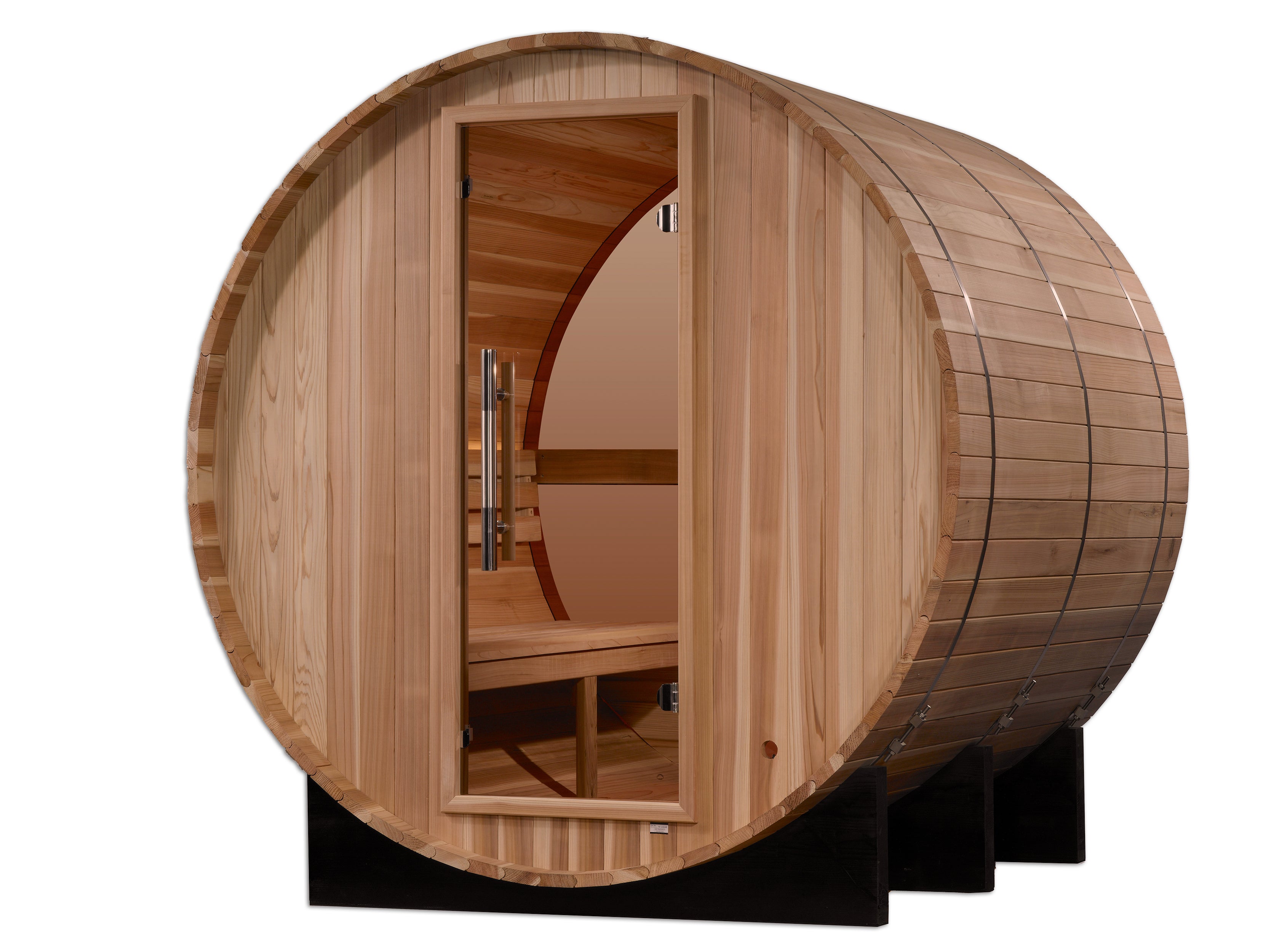 Golden Designs "Zurich" 4 Person Barrel with Bronze Privacy View Traditional Sauna (GDI-B024-01)