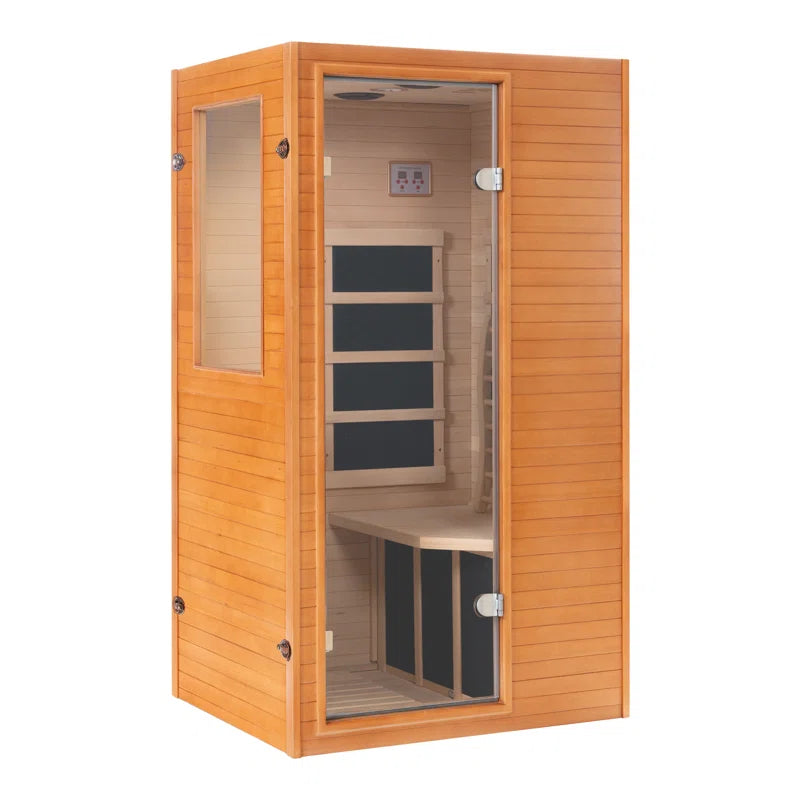 Infrared Home Sauna,Canadian Hemlock Wooden Indoor Sauna Room with LCD Control Panel, Bluetooth Speakers