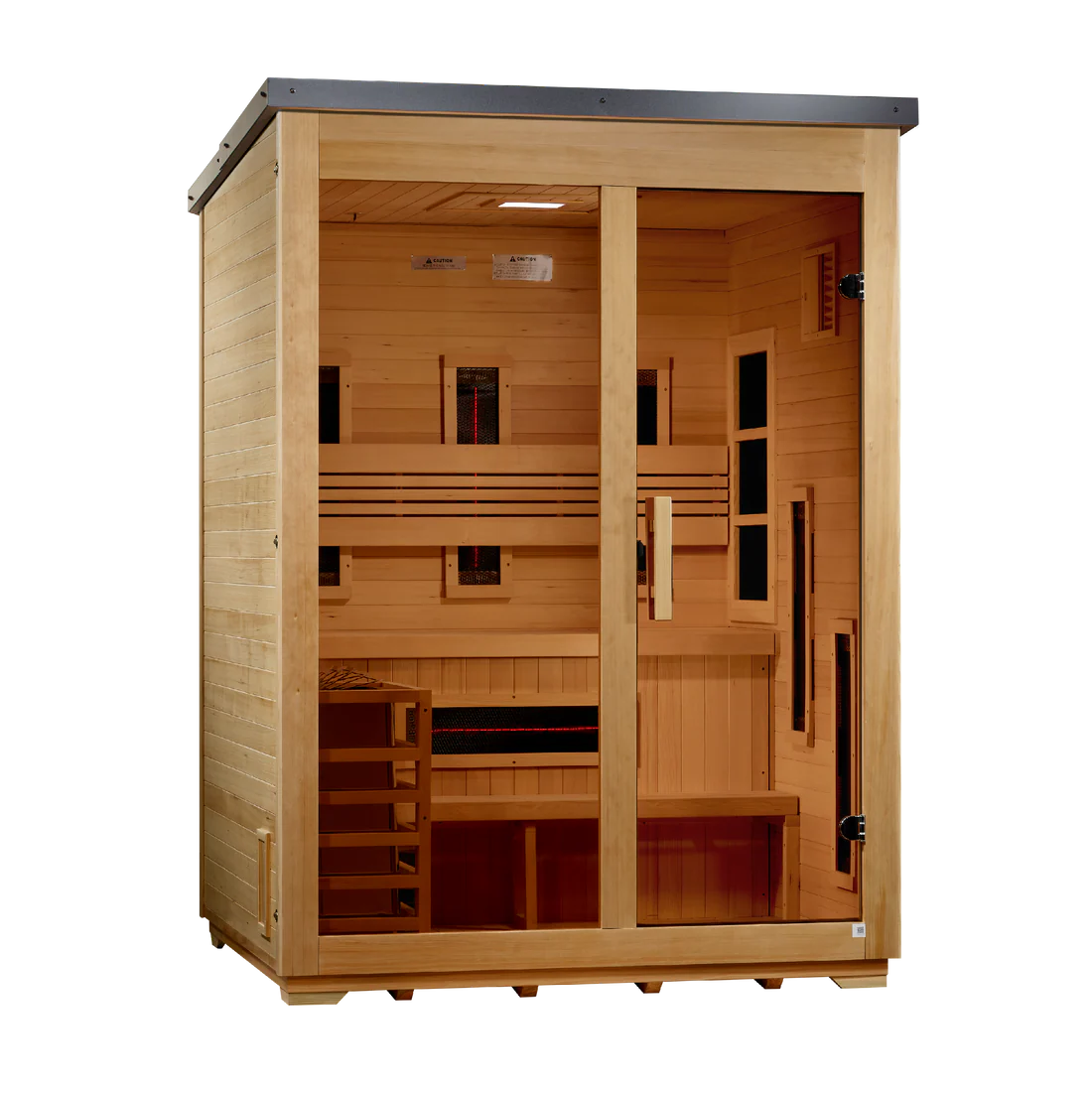 Golden Designs "Carinthia" 3 Person Hybrid (PureTech™ Full Spectrum IR or Traditional Stove) Flat Roof Outdoor Sauna (GDI-8023-01)