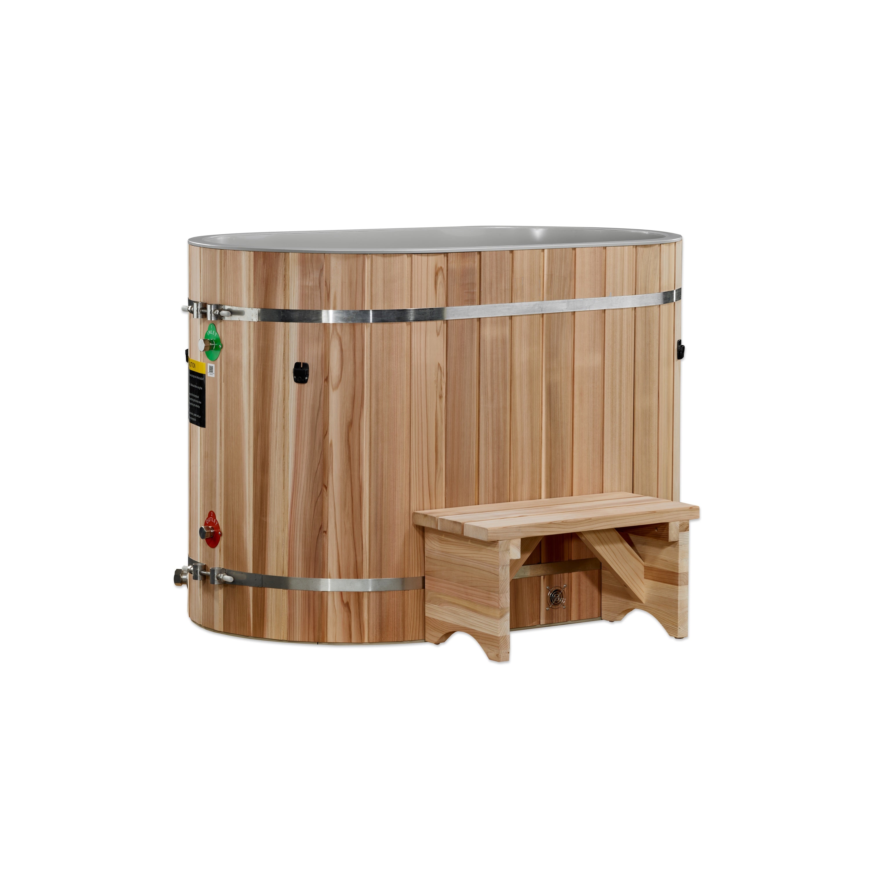 DCT Oval Barrel Tub Cold Plunge (50-P) Pacific Cedar - 3/4 IN-OUT without Motor