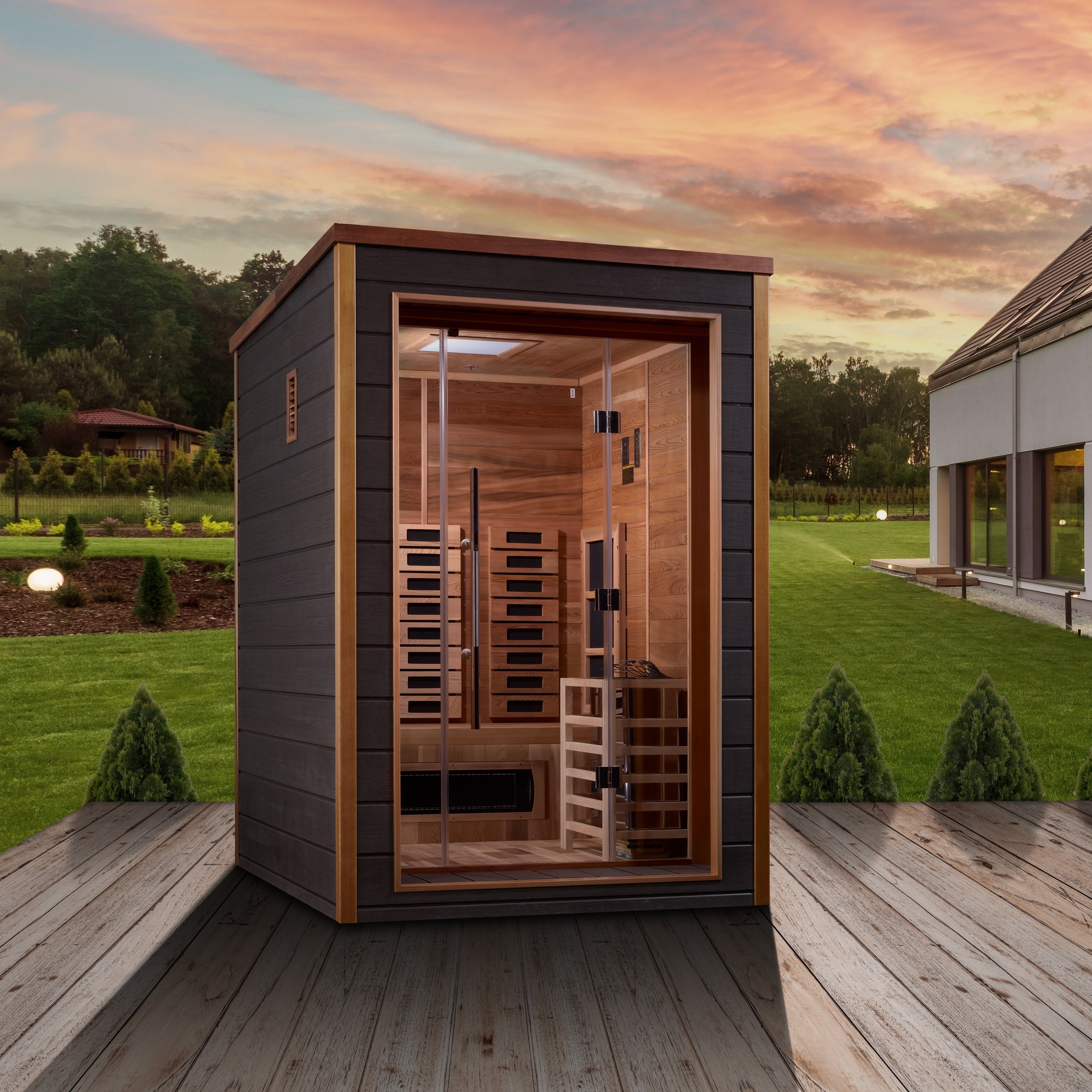 Golden Designs "Nora" 2 Person Outdoor-Indoor PureTech™ Hybrid Full Spectrum Sauna (GDI-8222-01)