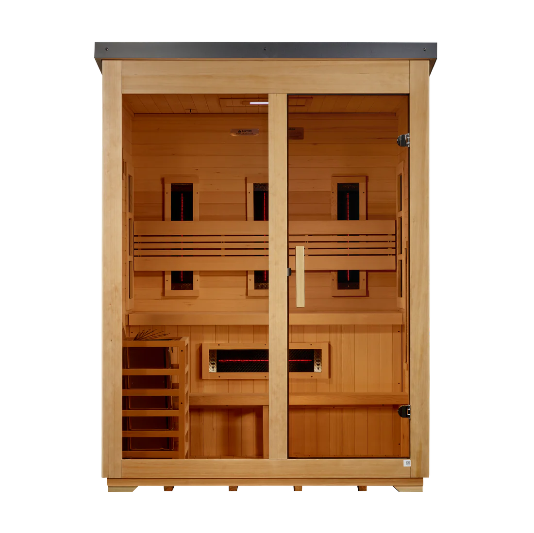 Golden Designs "Carinthia" 3 Person Hybrid (PureTech™ Full Spectrum IR or Traditional Stove) Flat Roof Outdoor Sauna (GDI-8023-01)